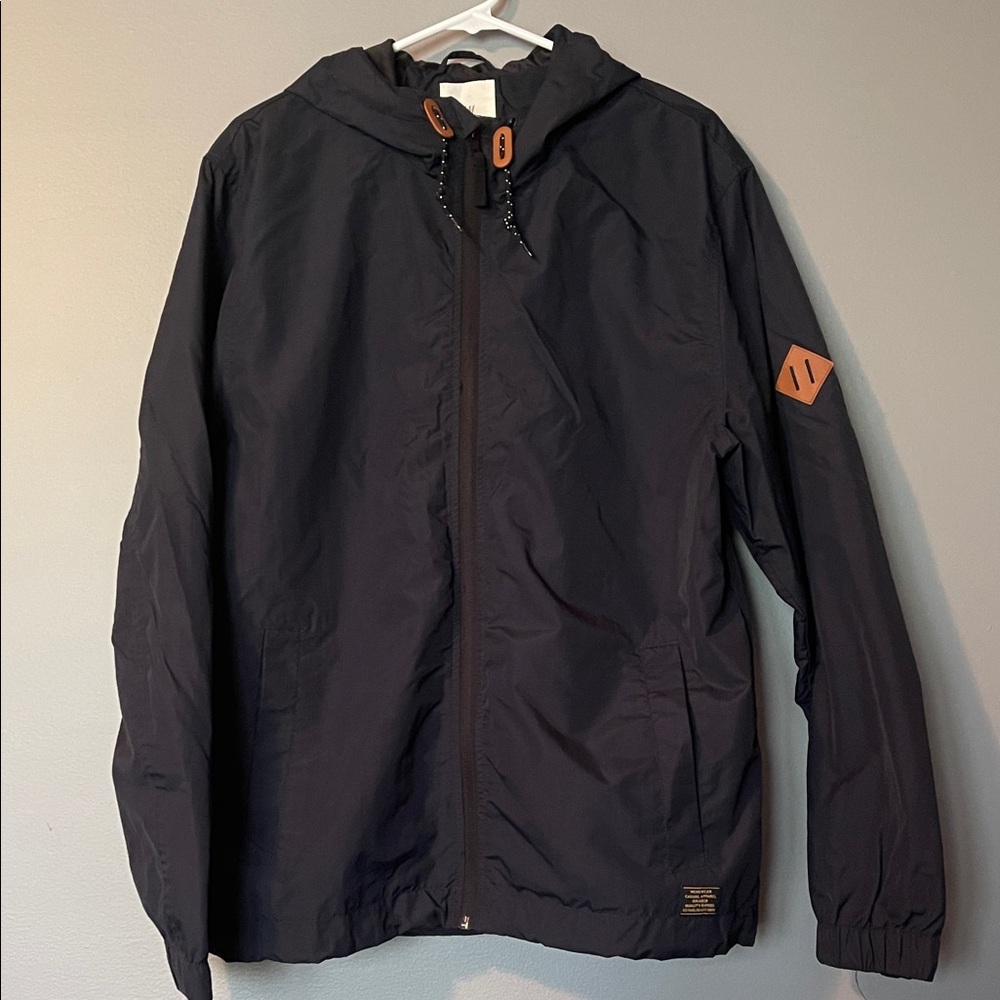 Men's Navy Blue Hooded Wind Breaker Jacket